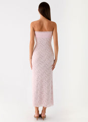 Alida Strapless Jacquard Midi Dress - Pink