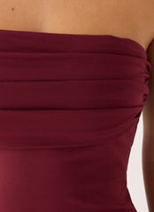 Almost Yours Strapless Maxi Dress - Burgundy