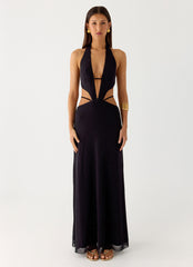 Astraeus Beaded Sequin Maxi Dress - Black