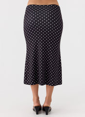 Bahama Low Rise Midi Skirt - Black Polkadot