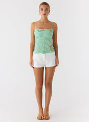 Be Alright Beaded Top - Turquoise