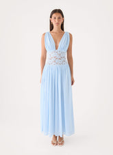 Berdine Lace Maxi Dress - Blue