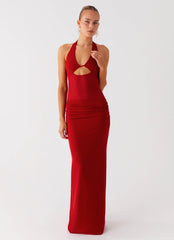 Billen Halter Maxi Dress - Red