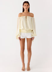 Coconut Kiss Off Shoulder Long Sleeve Top - Yellow