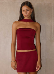 Do It Again Mini Skirt - Dark Cherry