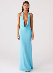 Driftwood Cowl Maxi Dress - Turquoise