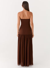 Eden Strapless Maxi Dress - Brown