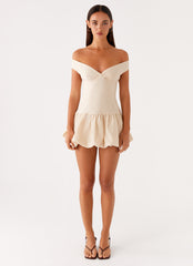 Endless Romance Off Shoulder Mini Dress - Butter