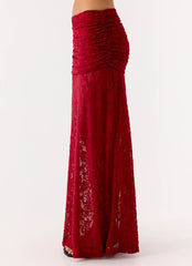 Farruko Jacquard Maxi Skirt - Dark Cherry