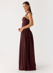 Giovanna Linen Maxi Dress - Chocolate Drizzle