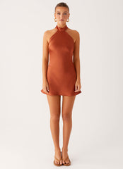 Golden Dunes Mini Dress - Rust