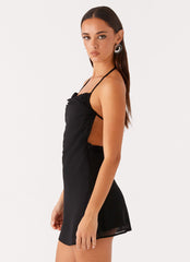 Ines Chiffon Mini Dress - Black