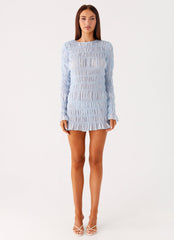 Jasy Long Sleeve Mini Dress - Sky Blue