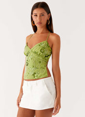 Kamilla Sequin Cami Top - Lime