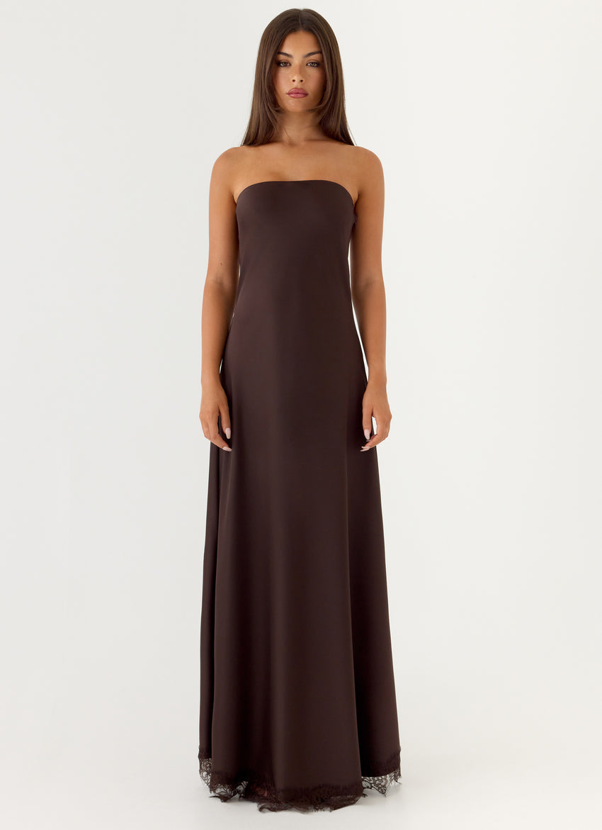 Kayleigh Strapless Maxi Dress - Chocolate Torte