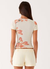 Late Night Mesh Baby Tee - Siena Floral