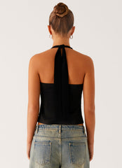 Lets Pretend Halterneck Top - Black