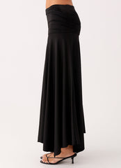 Liana Ruched Maxi Skirt - Black