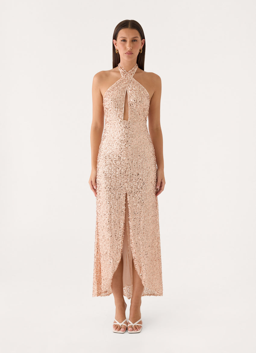 Lights Off Maxi Dress - Nude