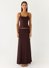 Like A Flower Maxi Skirt - Chocolate