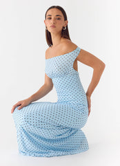 Like Me Now Maxi Dress - Blue Mocha Dot