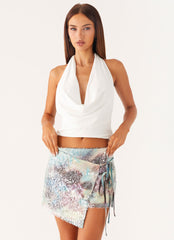 Loranza Sequin Mini Skirt - Sea Splash