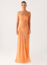 Mattie Strapless Maxi Dress - Orange