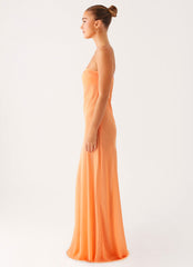 Mattie Strapless Maxi Dress - Orange