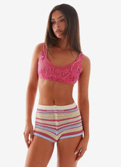 Mercer Sequin Bralette - Fuchsia
