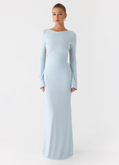 Midnight Song Long Sleeve Maxi Dress - Misty Blue