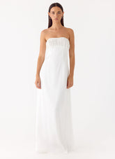 Miftie Beaded Sequin Maxi Dress - White