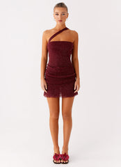 Misty Mesh Mini Dress - Maroon