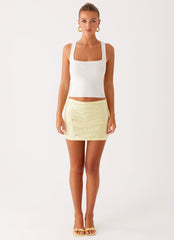Nostalgic Nights Sequin Mini Skirt - Lemon Spritz