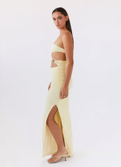Into Pieces Mesh Maxi Dress - Lemon