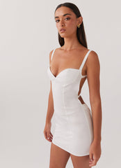 Naomi Backless Mini Dress - White
