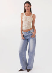 Last Day of Summer Lace Tank Top - Yellow