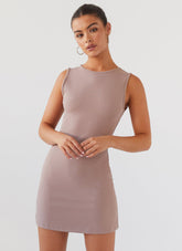 Cosmic Chic Mini Dress - Latte