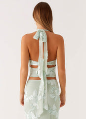 Radiate Halterneck Top - Sage