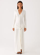 Sabetha Knit Maxi Dress - White