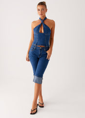 Saylor Denim Capri Jeans - Indigo