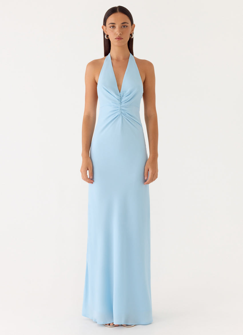 Sharpay Halter Maxi Dress - Pale Blue