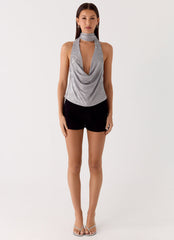 Shining Lights Cowl Top - Silver