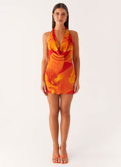 Solar Beam Cowl Mini Dress - Serene Orange