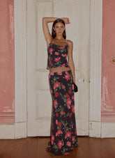 Star Girl Chiffon Maxi Skirt - Midnight Bloom