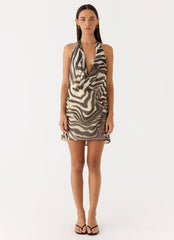 Varindra Cowl Mini Dress - Zebra