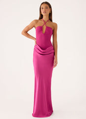 Verner Halter Maxi Dress - Berry