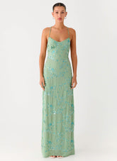 Vietta Sequin Cami Maxi Dress - Mint