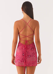 Vietta Sequin Cami Micro Mini Dress - Fuchsia