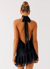 Willow Lace Mini Dress - Black Lace