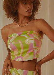 Living in the 90s Bustier Top - Retro Swirl